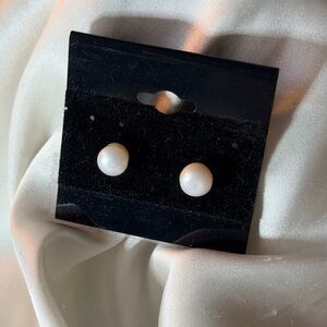 Elegant White Pearl Stud Earrings